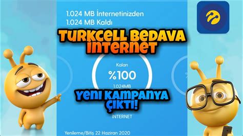 Turkcell 1 haftalık bedava internet